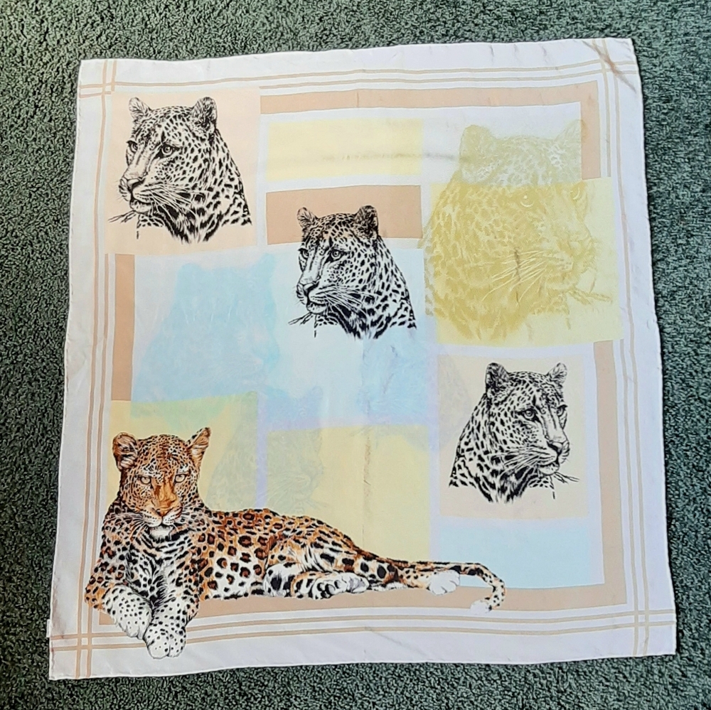 Leopard Print Silk Scarf -CARLISLE-